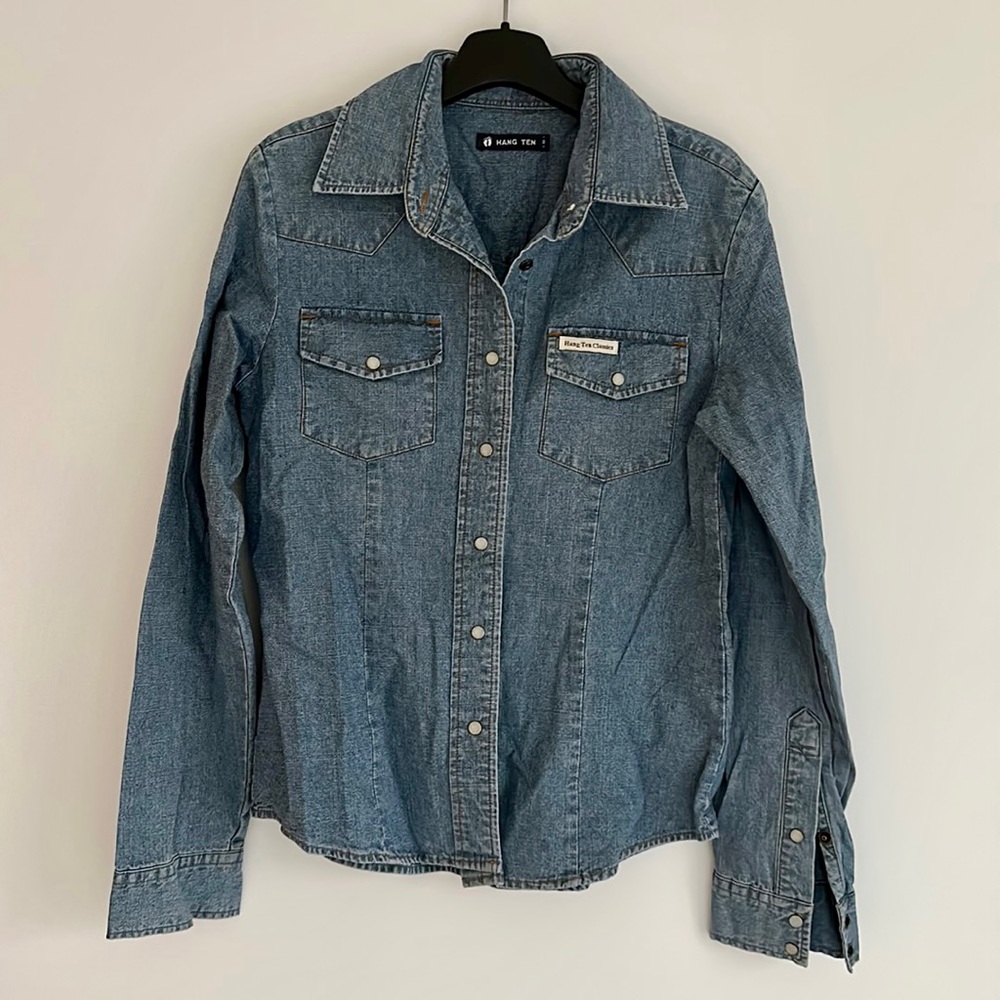Hang Ten Denim Button Down Shirt Size M